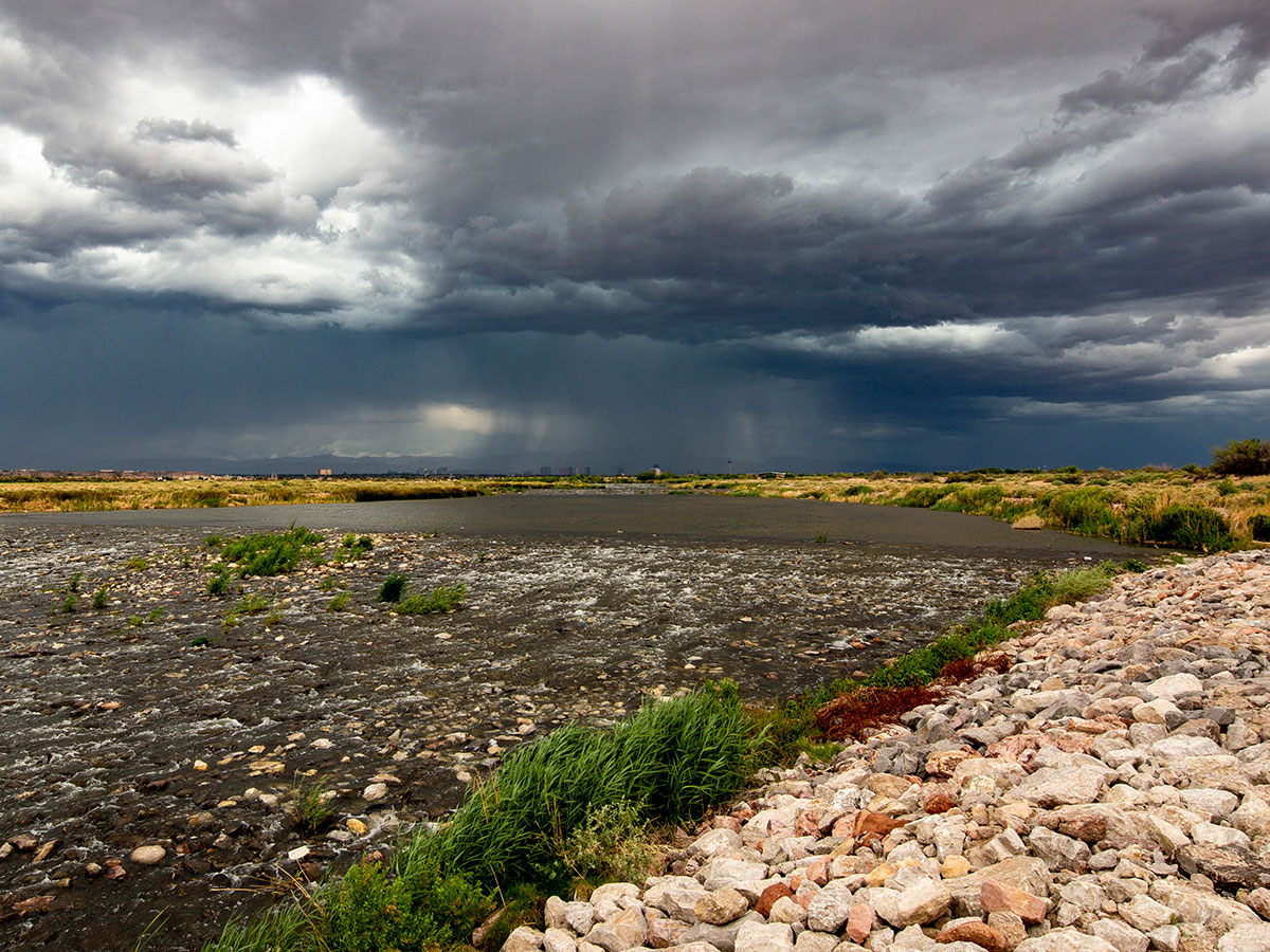 Dark monsoonal clouds move across Las Vegas during the summer months