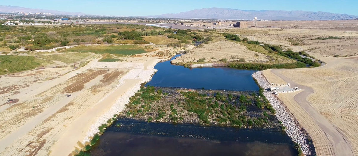 Aerial shot of tropicana weir